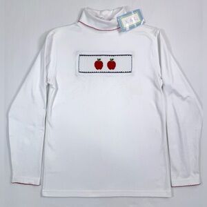 NWT K&L Girls' White Smocked Apple‎ Long Sleeve Turtleneck School Academia 10